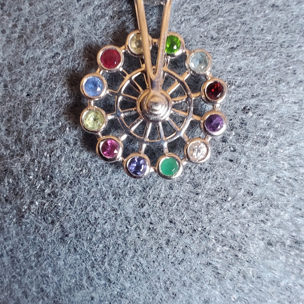 MULTIGEMSTONE Ferris wheel pendant necklace 1.75ctw platinum over sterli… - Picture 9 of 11